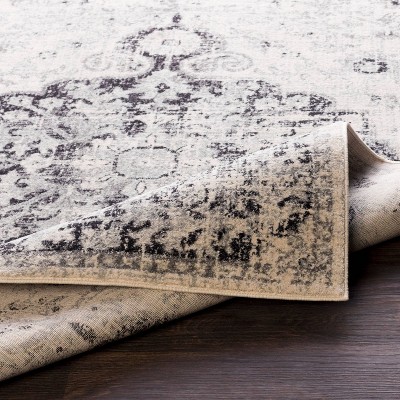 Harput Black and White Rectangular Synthetic Area Rug