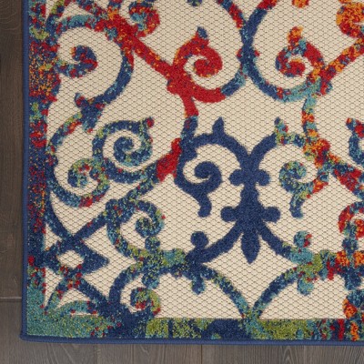 Multicolor Round Synthetic Flat Woven Area Rug