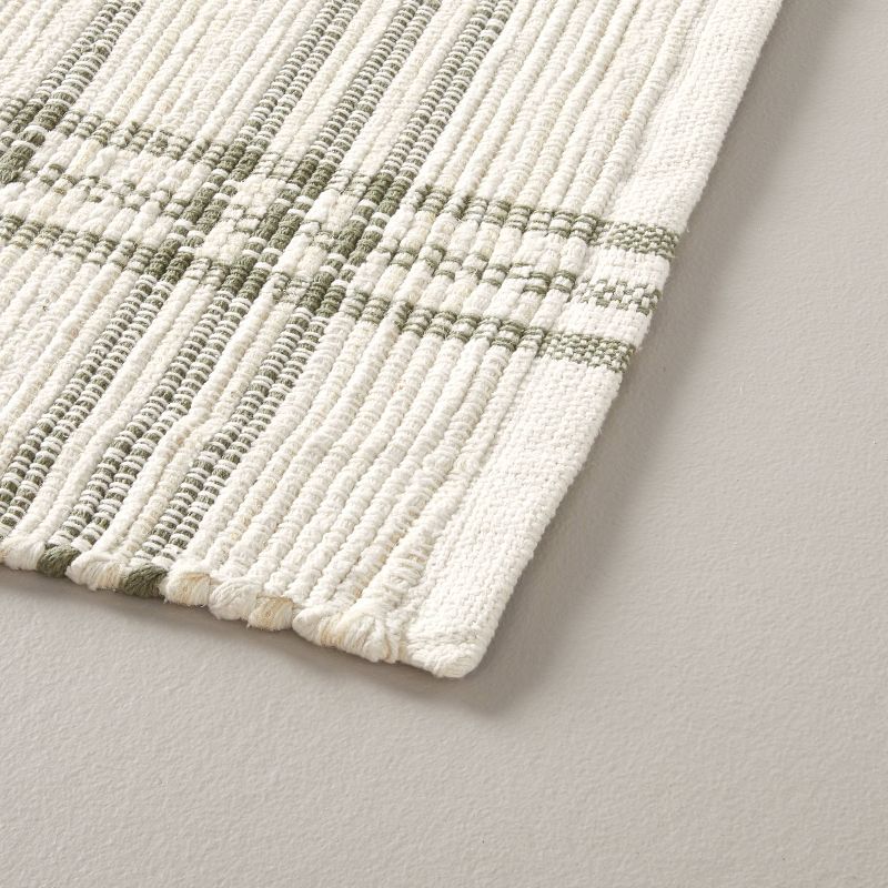 Tri-Stripe Plaid Handmade Woven Area Rug Green/Cream - Hearth & Hand™ with Magnolia, 3 of 5