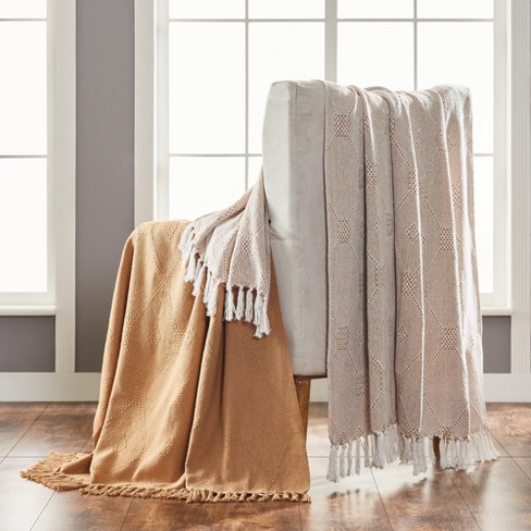 Modern Threads 2 Pack 100 Cotton 50 x 60 Throw Chester Cinnamon