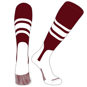 PEAR SOX OTC Baseball Softball Stirrup Socks (B, 7in) Cardinal, White, White (XL) - 1 of 3