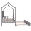 Wooden Twin Size House Bed With 2 Drawers, Storage Shelf Kids' Bed, Multifunctional Sky Roof House Bed Frame - 4 of 4