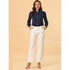 Allegra K Women's Collar Long Sleeve Polka Dots Blouse Button Down Shirt - 2 of 4