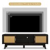 63'' Dark Rattan TV Stand with 2 Cabinets for 65 Inch TV, Entertainment Center with Solid Wood Legs, Media Console for Living Room, Bedroom - 3 of 4