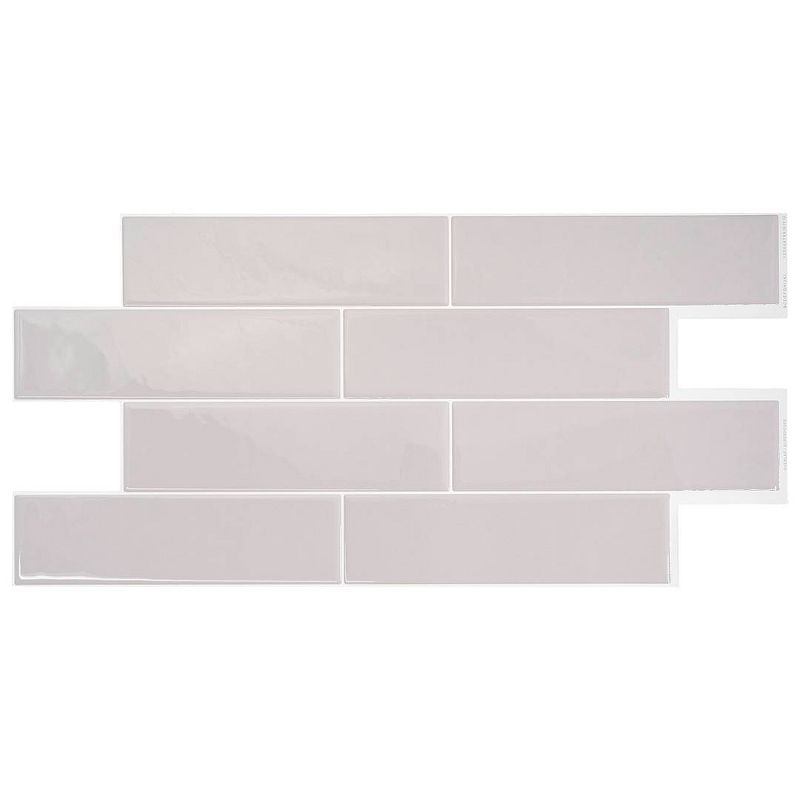 Smart Tiles 2pk Oslo XL Glossy Peel &#38; Stick 3D Tile Paper Backsplash Gray, 1 of 9