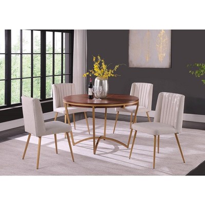 5-Piece Dining Room Set Wood Round Table and Chair Set for Kitchen Restaurant - Morden Fort