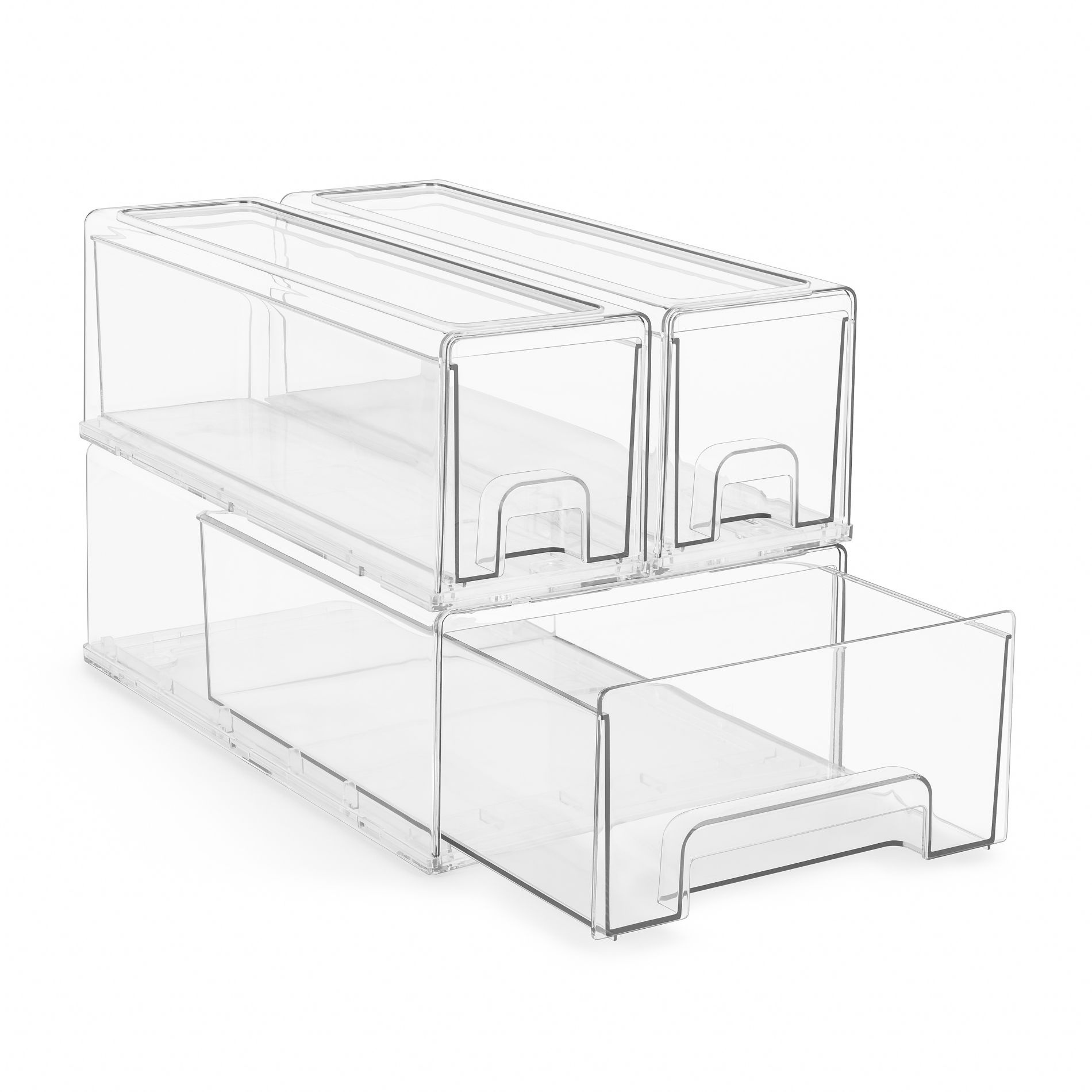 Sorbus (3 Pack) 1 Medium and 2 Small Clear Plastic Stackable Drawers with Handles -LaundryOffice, Closet, Home, Bathroom