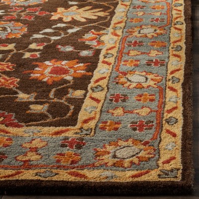 Heritage Charcoal and Blue Wool 8' Square Area Rug