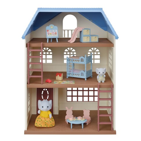 Calico Critters Sky Blue Terrace Gift Set Dollhouse Playset With Figures Furniture And Accessories Target