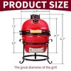 Karl Home 13 in. Kamado Ceramic Charcoal Grill In Red With Grill Stand - 2 of 4