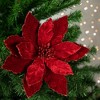 Northlight 20" Red Glittered Velvet Poinsettia Christmas Stem Spray - 2 of 4