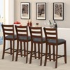 Tangkula Set of 4 Bar Stool Vintage Upholstered Dining Chair with Backrest and Footrest Brown&Gray - 2 of 4