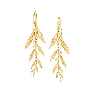 Ross-Simons Italian 18kt Gold Over Sterling Leaf and Branch Drop Earrings - 1 of 4