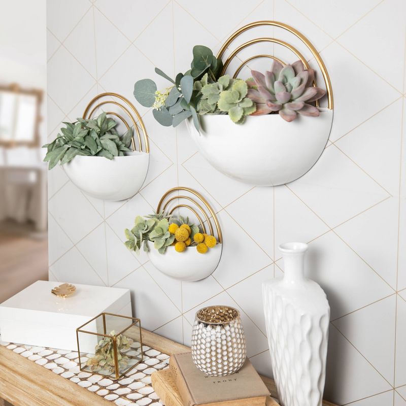 Set of 3 Wall Mounted Crescent Planters White/Gold - Danya B., 4 of 13