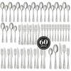 60-Piece Flatware Set for 12, Stainless Steel Retro Silverware with Vintage Baroque Design, Mirror Finish & Dishwasher Safe - 2 of 4