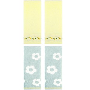REGALWOVEN 4 Pcs Cute Floral Pattern Bathroom Soft Absorbent Hand Towel - 1 of 4