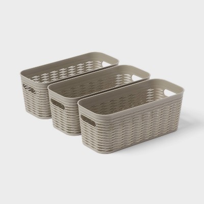 3pk Wave Half Medium Decorative Basket Gray - Brightroom™