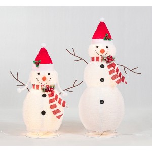 Everstar Set Of 2 Pop Up Snowmen Sculpture, White - 1 of 4