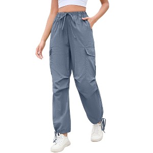 Women Baggy Parachute Pants Casual Cargo Pant Low Waist Loose Pants Multiple Pockets Jogger - 1 of 4