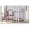 Twin Size Metal Loft Bed with 2 Shelves and Desk - 3 of 4