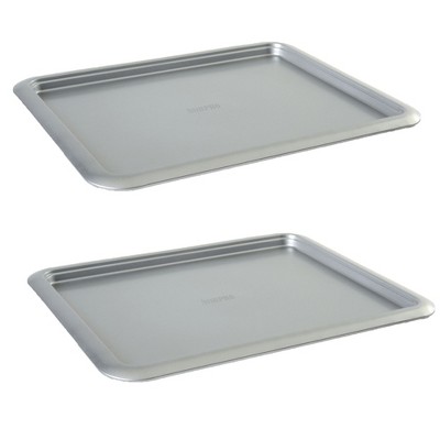 Norpro Non Stick 16.5 Inch Carbon Steel Rimmed Full Baking Cookie Sheet, Silver (2 Pack)