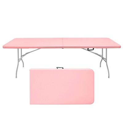 ALEXOUN Pink Folding Table - Heavy-Duty, Easy-to-Clean Portable Plastic Table for Camping, Picnics, Parties,Families, Outdoor Enthusiasts