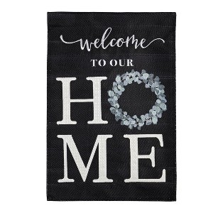 Evergreen Eucalyptus Welcome Garden Burlap Flag 12.5 x 18 Inches Indoor Outdoor Decor - 1 of 4