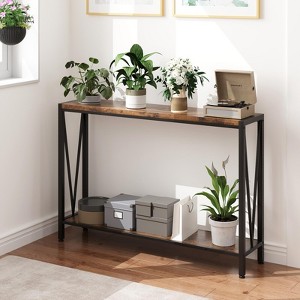 2-Tier Console Table with Storage Shelf, X-Design Bookshelf Narrow Sofa Side Table for Entryway, Living Room - 1 of 4