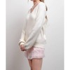 Women's V Neck Drop Shoulder Back Bow Tie Detail Sweater - Blu Pepper - 2 of 4