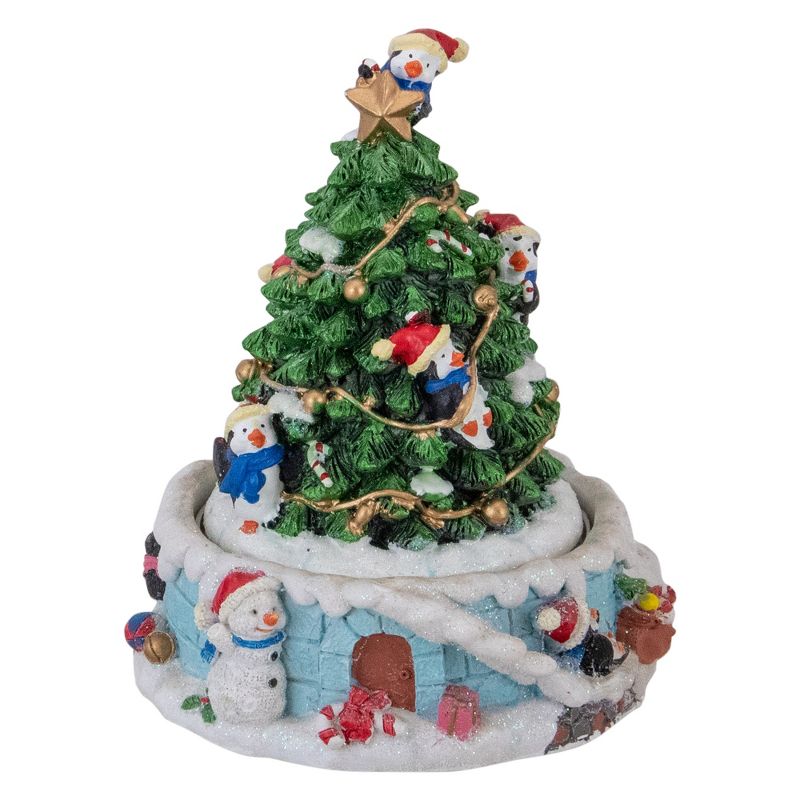 Northlight 6.5" Penguins and Christmas Tree Rotating Music Box, 1 of 7