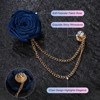 Unique Bargains Silk Alloy Handmade Rose Flower Brooch Pin with Gold Badge Tassel Chain for Men Suit 1 Pc - 2 of 4