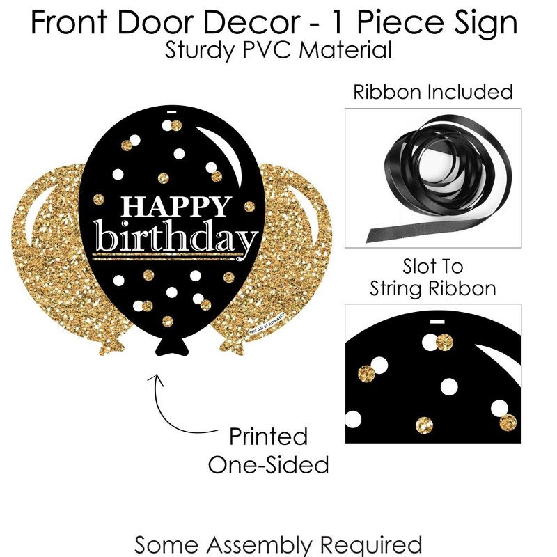 Big Dot of Happiness Adult Happy Birthday - Gold - Hanging Porch Birthday Party Outdoor Decorations - Front Door Decor - 1 Piece Sign, 4 of 9