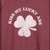 Women's - Instant Message - Kiss My Lucky Lightweight French Terry Wide Neck Long Sleeve Graphic Shirt - 2 of 4