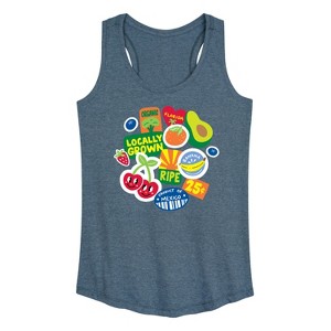 Women's - Instant Message - Fruit Stamps Graphic Racerback Tank - 1 of 4