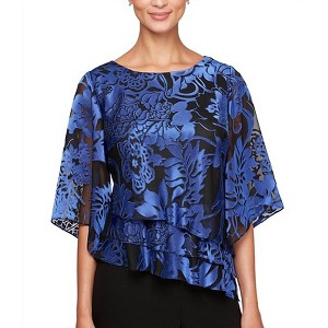 Women's Royal Asymmetric Triple Tier Hem Top - Alex Evenings - 1 of 3