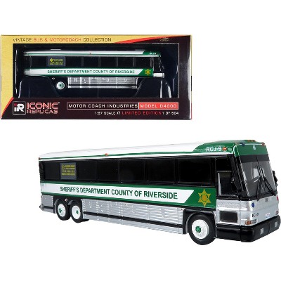 2001 MCI D4000 Coach Bus "Sheriff's Dept County of Riverside" White & Green 504 pcs 1/87 (HO) Diecast Model by Iconic Replicas