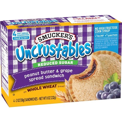 Smucker's Uncrustables Frozen  Whole Wheat Peanut Butter & Grape Jelly Sandwiches - 8oz/4ct