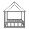 NicBex Twin/Full Size Kids Montessori Bed with House Roof Frame,Floor Bed with Safety Guardrails,Toddler bed for Bedroom,Gray/White/Brown - 4 of 4