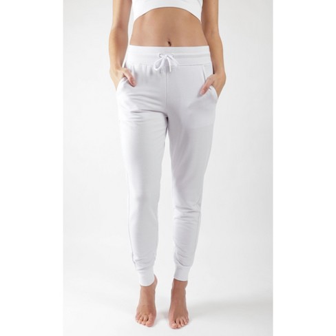 90 Degree By Reflex Womens Soft And Comfy Brushed Jogger Lounge Pants With  Elastic Drawstring Waistband And Side Pockets - White - X Large : Target