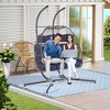 2 Person Hanging Double Swing Chair, Patio Hanging Egg Chair, Basket Swinging Chair, With Stand Patio Wicker Egg Chair - 2 of 4
