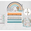 Bacati - Jungle Safari Boys Aqua/Orange Muslin 8 pc Crib Bedding Set with 2 Swaddling Blankets - 2 of 4