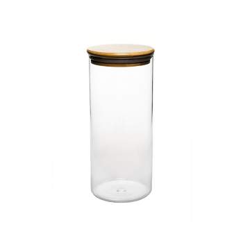Anti-Slip Storage Jar, 3 Pack , with Airtight Wood Lid Glass Kitchen Canisters 12oz, 17oz, 25oz