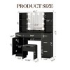 56-Inch Modern Makeup Vanity with Lighted Mirror, Adjustable Brightness, 3 Lighting Modes, Storage Shelves, Bedroom Dressing Table for Girl - 4 of 4