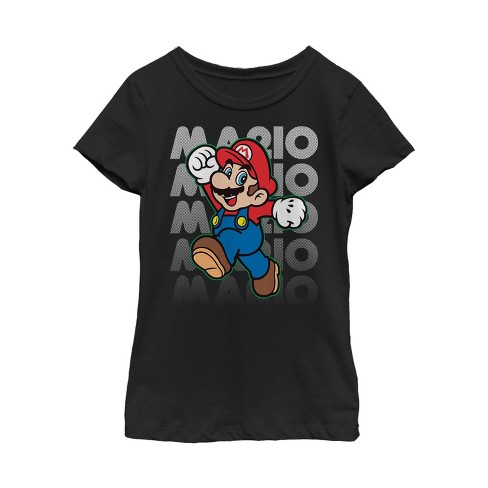 Girl\'s Nintendo Black Mario T-shirt : - Super Jump - Target Small
