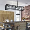 Dewdrop Modern Farmhouse 7-Light Linear Pendant, Black Metal Rectangle Chandelier with Cross Frame and Clear Glass Shades - 4 of 4