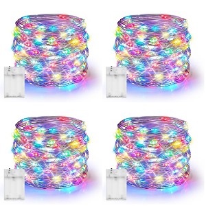 Dazzle Bright 4 Pack Total 80FT 240LED Silver Wire Fairy Lights Battery Operated Multi-Colored - 1 of 4