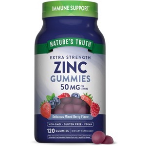Nature's Truth Zinc Gummies for Adults | 50mg | 120 Count | Mixed Berry Flavor - 1 of 4