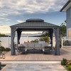PURPLE LEAF Permanent Hardtop Gazebo Aluminum Gazebo with Galvanized Steel Double Roof for Patio Lawn and Garden with Curtains and Netting - 2 of 4