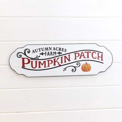 Lakeside Metal Wall Hanging Harvest Pumpkin Patch Sign - Vintage Autumn Home Accent