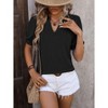 Coolmee Women Summer/Spring Puff Short Sleeve Tops Dressy Casual V-Neck T-Shirts Texture Pattern Cute Blouse for Work - 2 of 4
